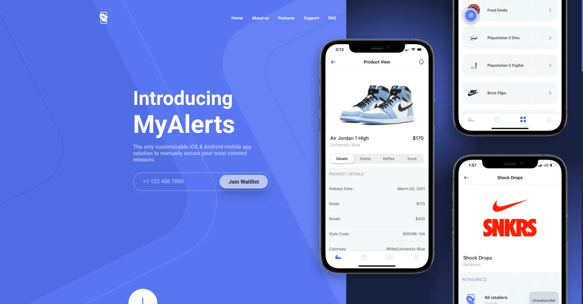 MyAlerts home page