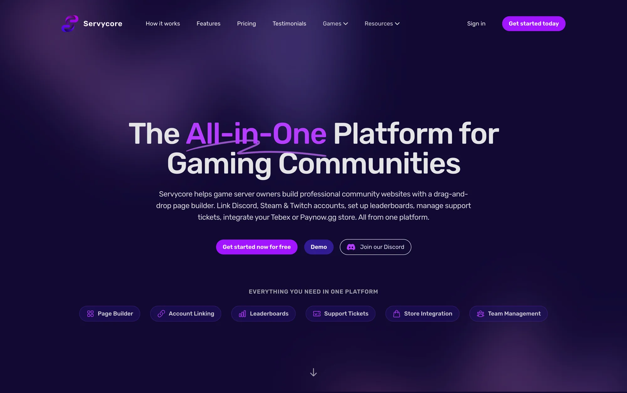 Servycore home page