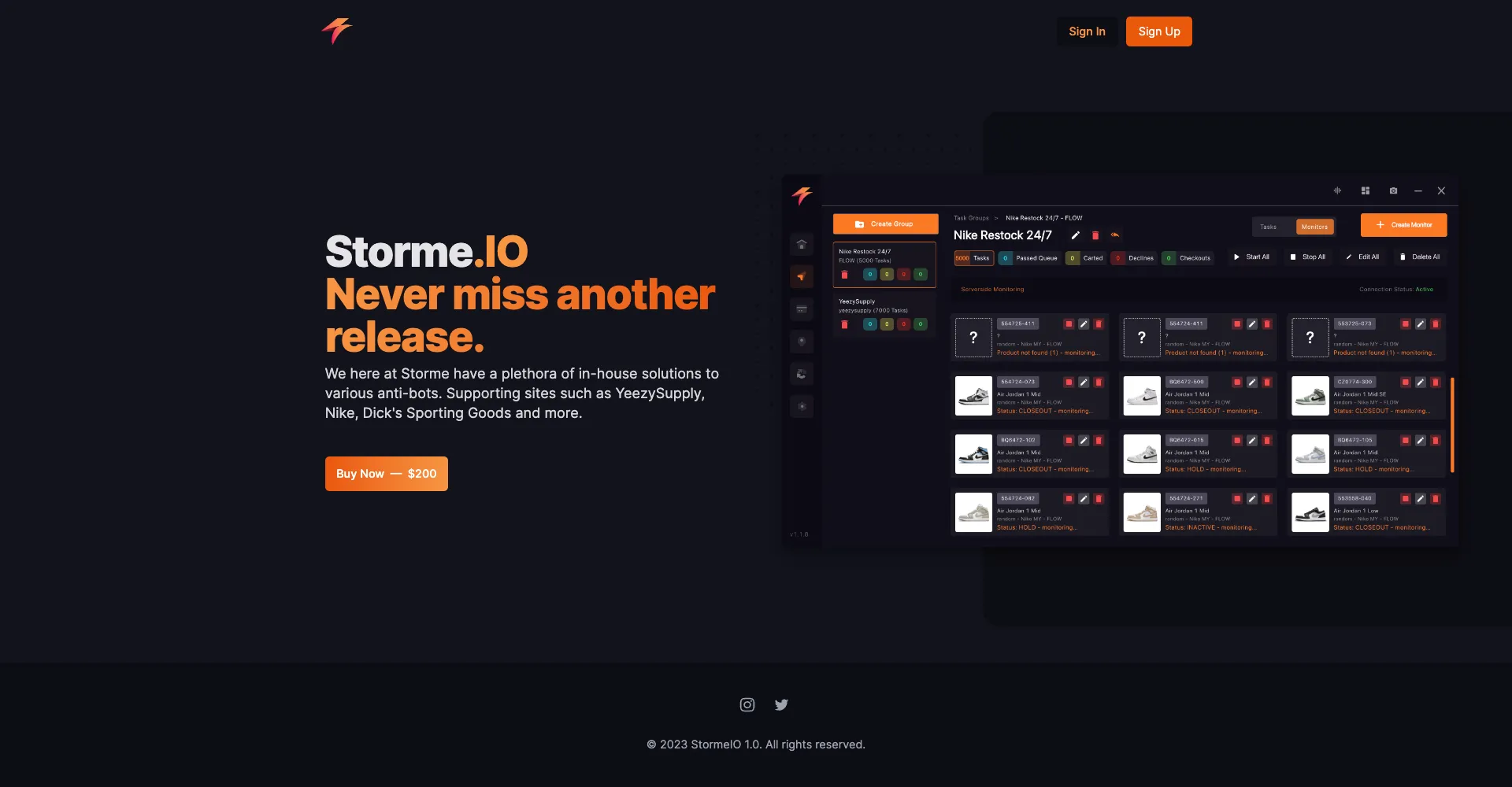Storme.IO home page